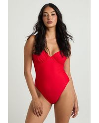 Boohoo - Underwire Balcony Swimsuit - Lyst