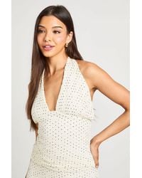 Boohoo - Polka Dot Pleated Halter Corset Top - Lyst