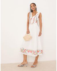 Nobody's Child - Terra Embroidered Midi Dress - Lyst