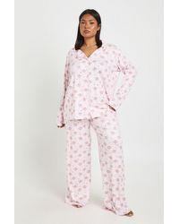 Boohoo - Plus Martinis Print Long Sleeve Shirt & Trouser Pyjama Set - Lyst