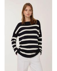 Hiccup - Striped Ribbed Boat Neck Sweater - Lyst
