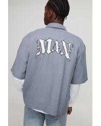 BoohooMAN - Oversized Applique Faux Layer Flannel Shirt - Lyst
