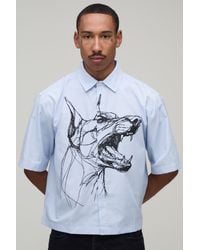 BoohooMAN - Oversized Boxy Half Sleeve Print Stripe Shirt - Lyst