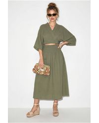 Bianco Lucci - Cotton Two-Piece Blouse And Midi Skirt Set - Lyst
