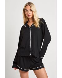 Boohoo - Jersey Piping Detail Long Sleeve Shirt & Shorts Pyjama Set - Lyst