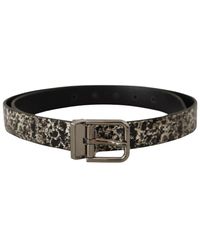 Dolce & Gabbana - Marble Print Leather Silver Logo Buckle Belt - Lyst