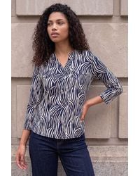 Roman - Petite Animal Print Button Top - Lyst