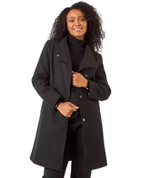 Roman - Petite Funnel Neck Pocket Detail Coat - Lyst