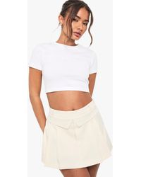 Boohoo - Foldover Pleated Tailored Skort - Lyst
