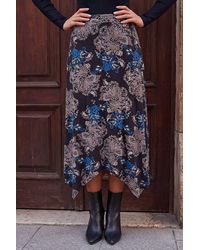 Roman - Hanky Hem Print Skrt - Lyst