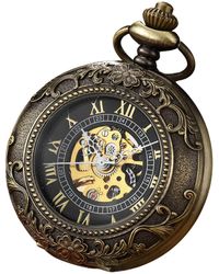 Infinity Leather - Vinatage Mechanical Alloy Skeleton Half Hunter Pocket Watch - Lyst
