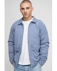 BoohooMAN - Regular Fit Crinkle Peached Nylon Pocket Harrington Jacket - Lyst