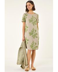 Roman - Embroidered Floral Shift Dress - Lyst
