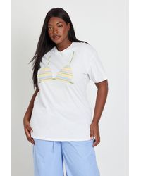 Boohoo - Plus Stripey Bikini Print Oversized T-Shirt - Lyst