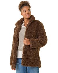 Roman - Curly Soft Borg Coat - Lyst