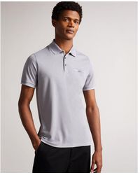 Ted Baker - Tortila Short-Sleeved Polo With Birdseye Stripe Collar Detail, Cotton - Lyst