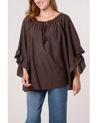 Blue Vanilla - Bardot Cotton Tie Neck Top - Lyst