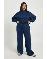 Boohoo - Plus Core Basic Pintuck Detail Deep Waistband Wide Leg Jogger - Lyst
