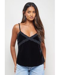 Oasis - Velvet Lace Detail V Neck Strappy Cami Top - Lyst