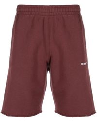 Off-White c/o Virgil Abloh - Diag Helvetica Burgundy Sweat Shorts - Lyst