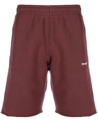 Off-White c/o Virgil Abloh - Diag Helvetica Burgundy Sweat Shorts - Lyst