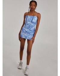 Pink Vanilla - Soft Smudge Print Mesh Strappy Mini Dress - Lyst