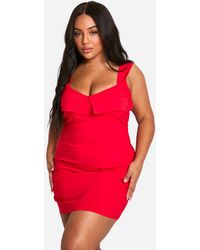 Boohoo - Plus Bengaline Fold Detail Utility Bodycon Dress - Lyst