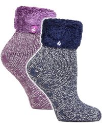 Heat Holders - 2 Pack Ladies Soft Lounge Socks With Grips - Lyst