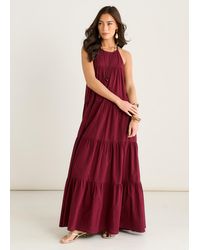Gini London - Mulberry Tiered Halter Maxi Trapeze Dress - Lyst