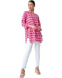 Roman - Cotton Geometric Pocket Longline Tunic Top - Lyst