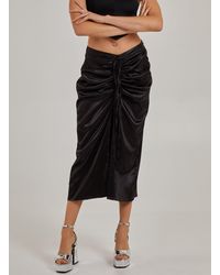 Pink Vanilla - Ruched Midi Skirt With Tie - Lyst