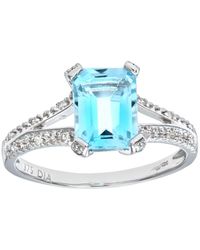DIAMANT L'ÉTERNEL - 9ct Witgouden Smaragd Geslepen Blauwe Topaas Ring Met Diamanten Schouders - Lyst