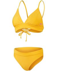 Speedo - Banded Triangle Bikini Top Tie Front Set - Lyst