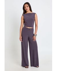 Boohoo - Cowl Back Crop Top With Trim - Lyst