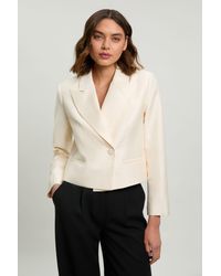 Karen Millen - Tailored Satin Tux Cropped Blazer - Lyst