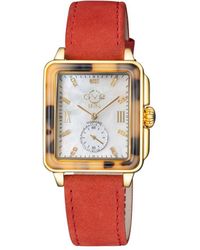 Gv2 - Bari Tortoise Swiss Quartz Diamonds Mother Of Pearl Dial Suede Strap Watch Leather - Lyst
