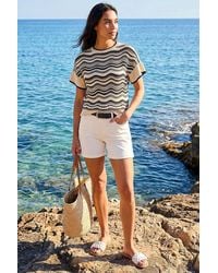 Roman - Stripe Wave Frill Knit Top - Lyst