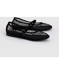 Oasis - Tilly Mesh Mary-Jane Faux Leather Ballet Pumps - Lyst
