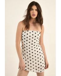 Nasty Gal - Polka Dot Hand Embellished Scallop Hem Bandeau Mini Dress - Lyst