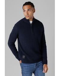Firetrap - Dark Cotton Rich Half Zip Funnel Neck Jumper - Lyst