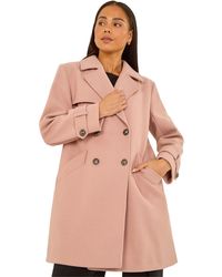 Roman - Petite Double Breasted Collared Peacoat - Lyst