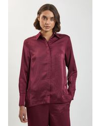 Karen Millen - Petite Hammered Satin Relaxed Woven Shirt - Lyst