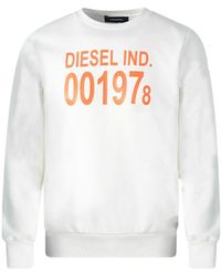 DIESEL - 001978 Logo White Sweater Cotton - Lyst