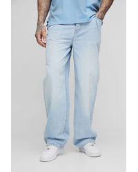 BoohooMAN - Tall Relaxed Fit Rigid Jeans With Pleat Waist Detail - Lyst
