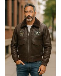 Infinity Leather - Herren-Bomberjacke Aus Braunem Leder Mit Schaffellkragen G-1 – Ararat - Lyst