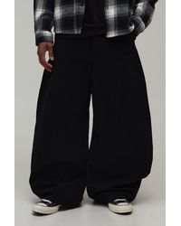 BoohooMAN - Barrell Leg Half & Waistband Washed Twill Trousers - Lyst
