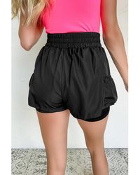 Azura Exchange - Schwarze Elastische High-Waist Shorts Mit Taschen - Lyst