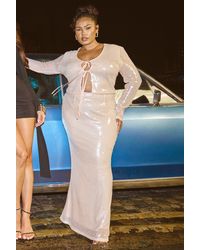 Boohoo - Plus Sheer Sequin Maxi Skirt - Lyst