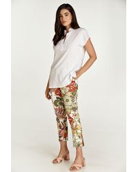 Conquista - Floral Cotton Pants - Lyst