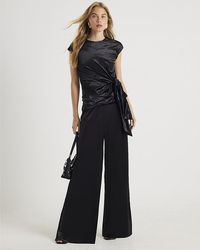 River Island - Joggers Trousers Velvet Wide Leg - Lyst